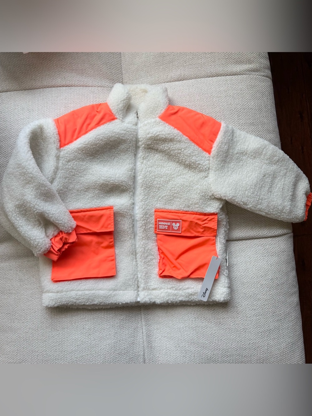 Disney Mickey Mouse orange and white fleece jacket NWT